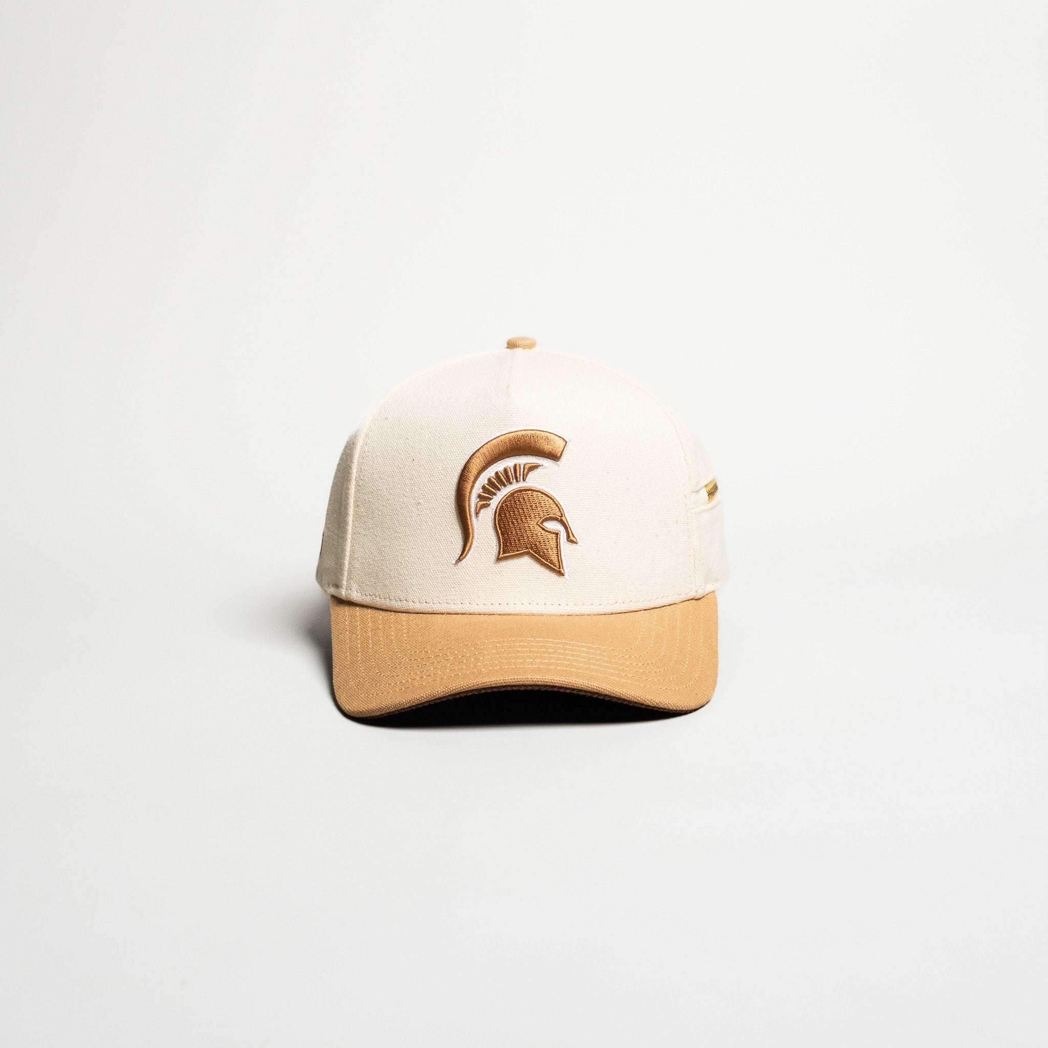 Michigan State Spartans Hat Cream & Tan Jobsite Snapback - Front Panel