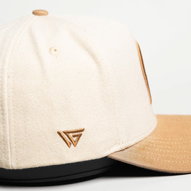 Michigan State Spartans Hat Cream & Tan Jobsite Snapback - Side Logo Detail