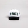 Michigan State Spartans Hat White & Black Corduroy Stadium Pulse Snapback - Front Panel