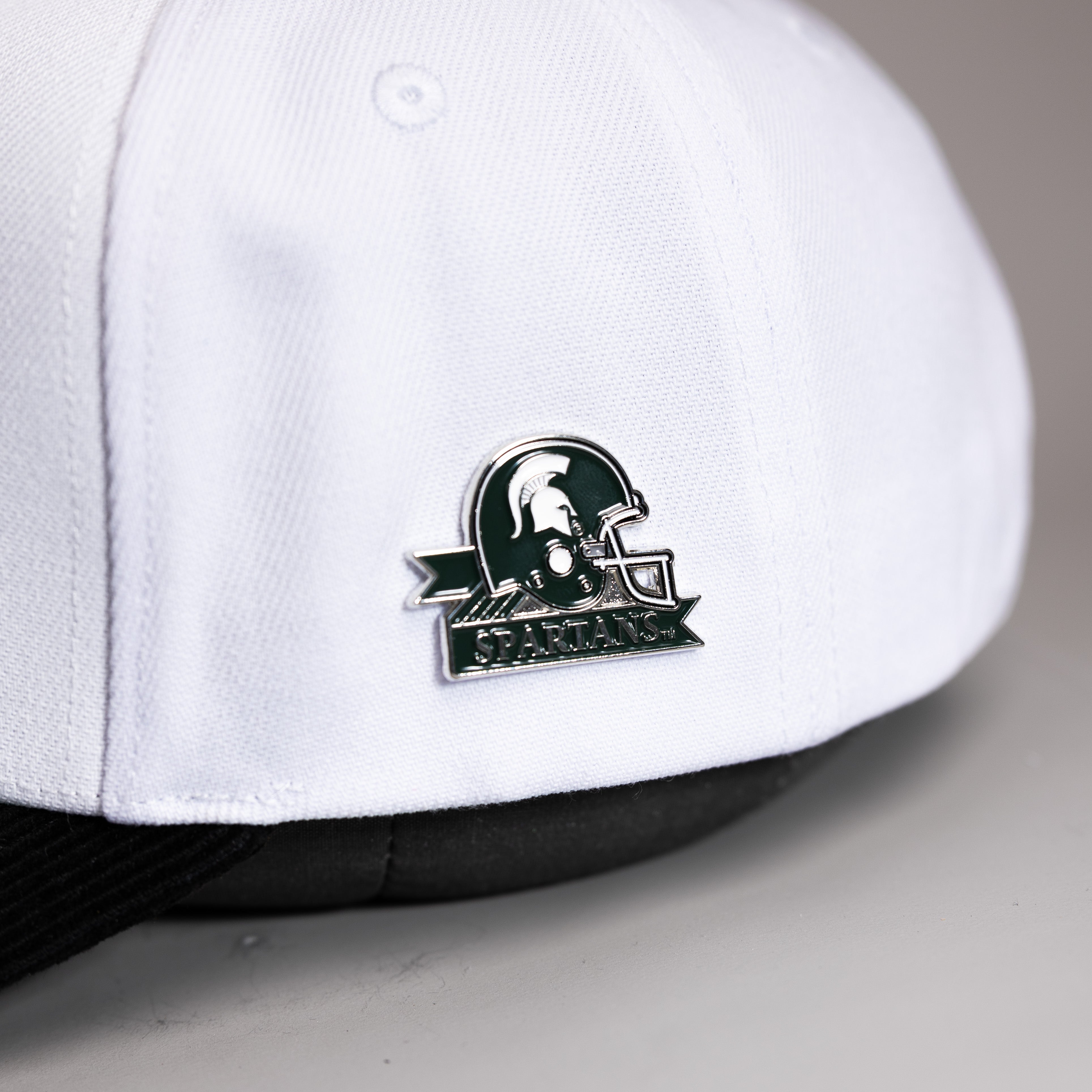 Michigan State Spartans Helmet Pin Officially Licensed Collectible - On Hat Detail