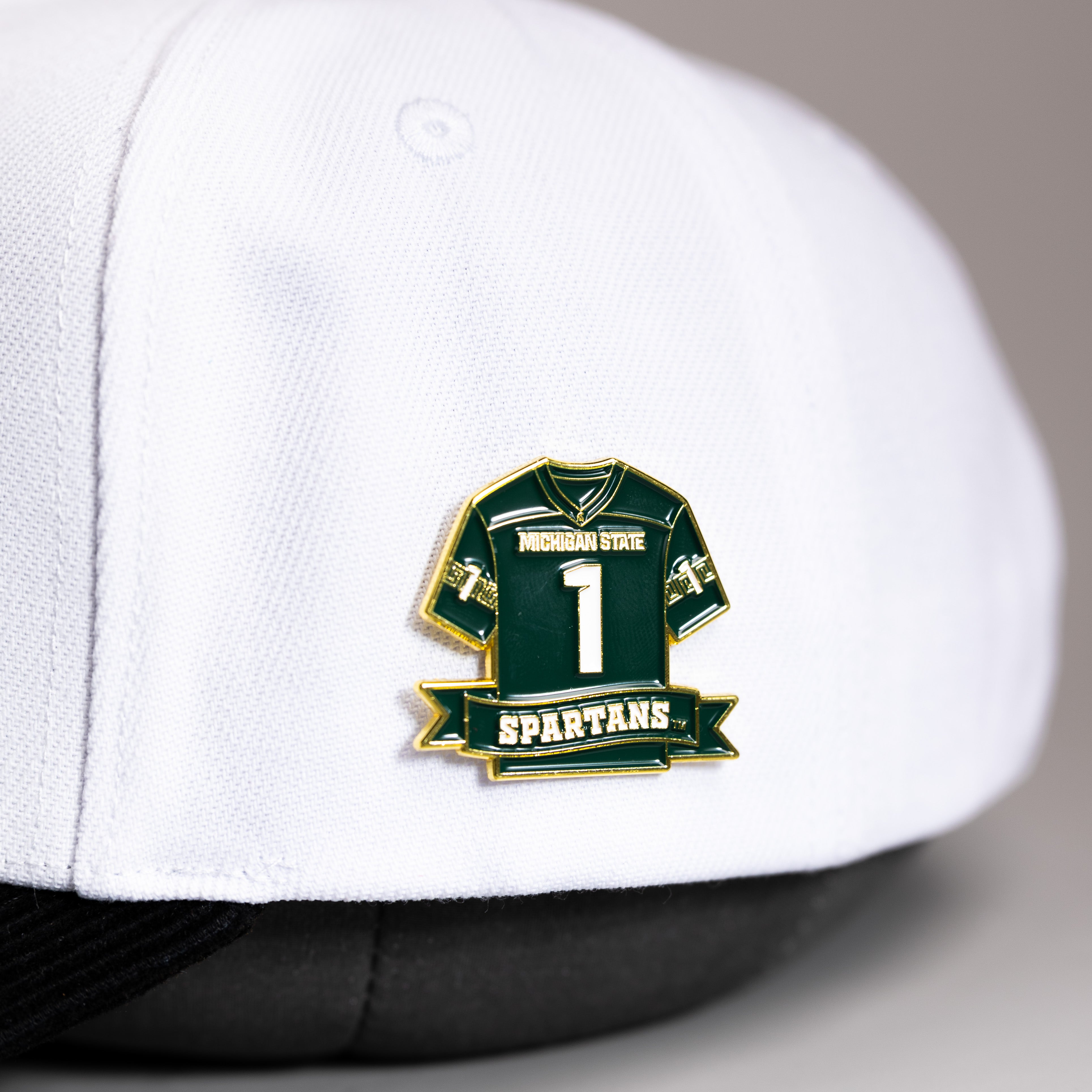 Michigan State Spartans Jersey Pin Officially Licensed Collectible - On Hat Detail