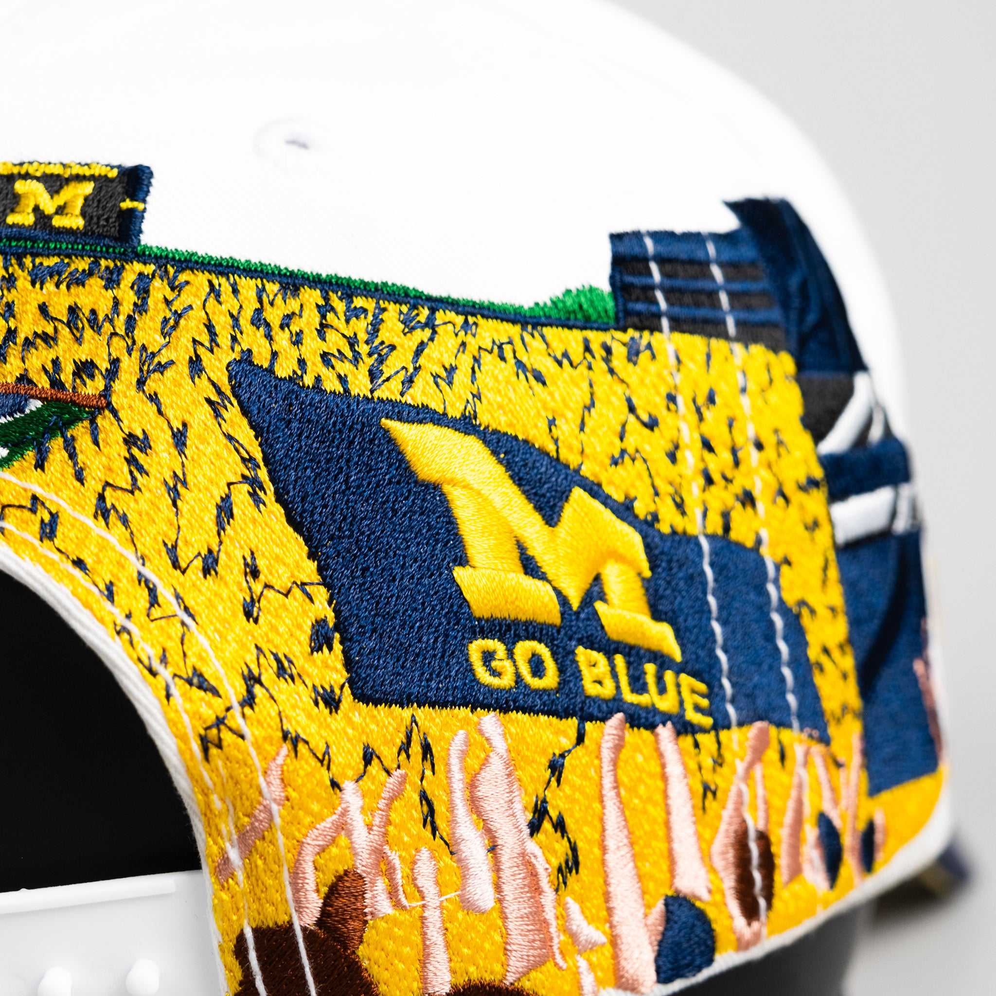 Michigan Wolverines Hat Cream & Navy Big House Full Stadium - Stadium Detail