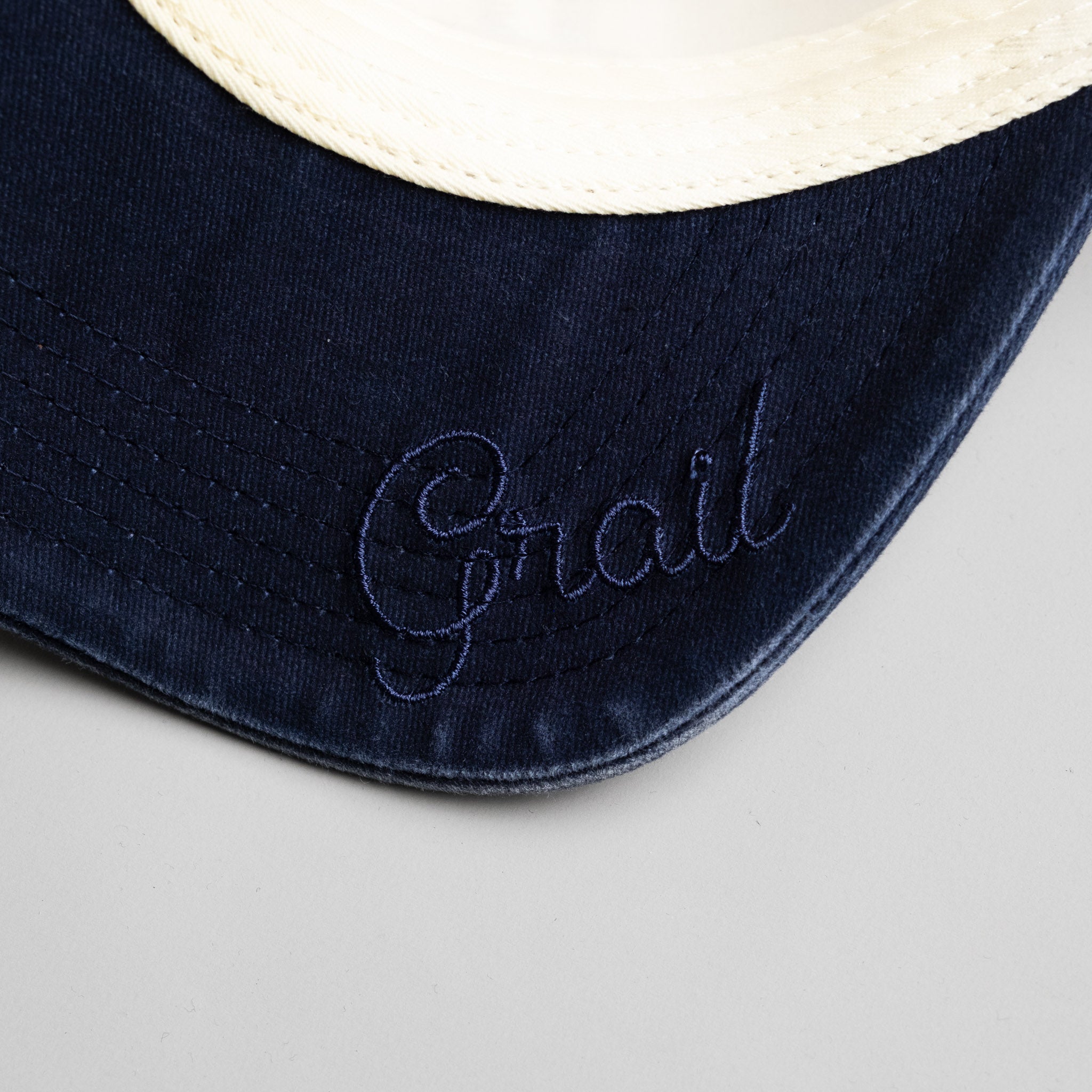 Michigan Wolverines Hat Cream & Navy Sun Fade Snapback - Underbrim Detail