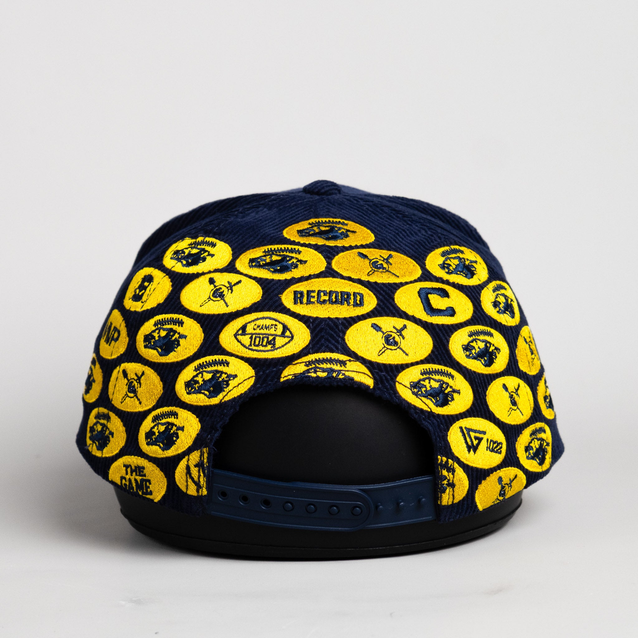 Michigan Wolverines Hat Navy Corduroy Helmet Sticker - Back View