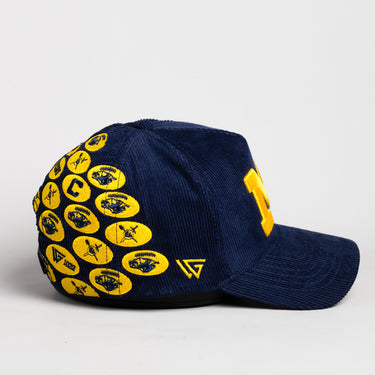 Michigan Wolverines Hat Navy Corduroy Helmet Sticker - Side Patch B