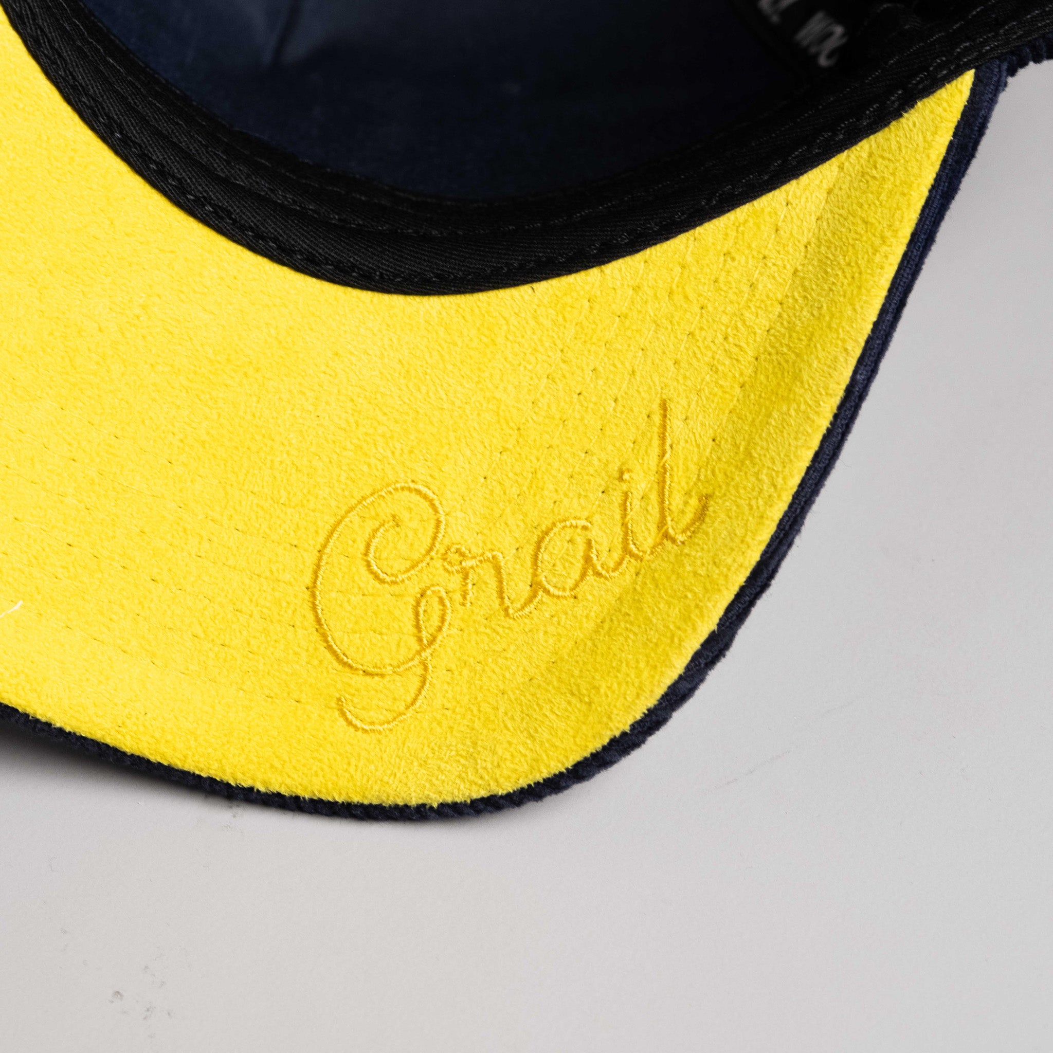 Michigan Wolverines Hat Navy Corduroy Stacked Script Snapback - Underbrim Detail