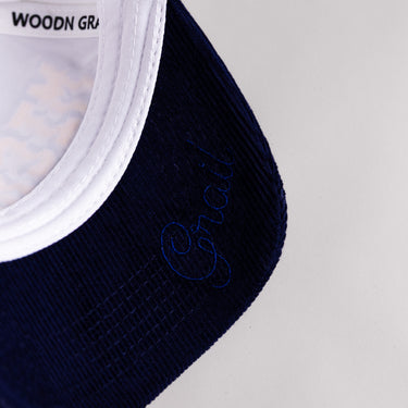 Michigan Wolverines Hat White & Navy Corduroy Stadium Pulse Snapback - Corduroy Underbrim Detail