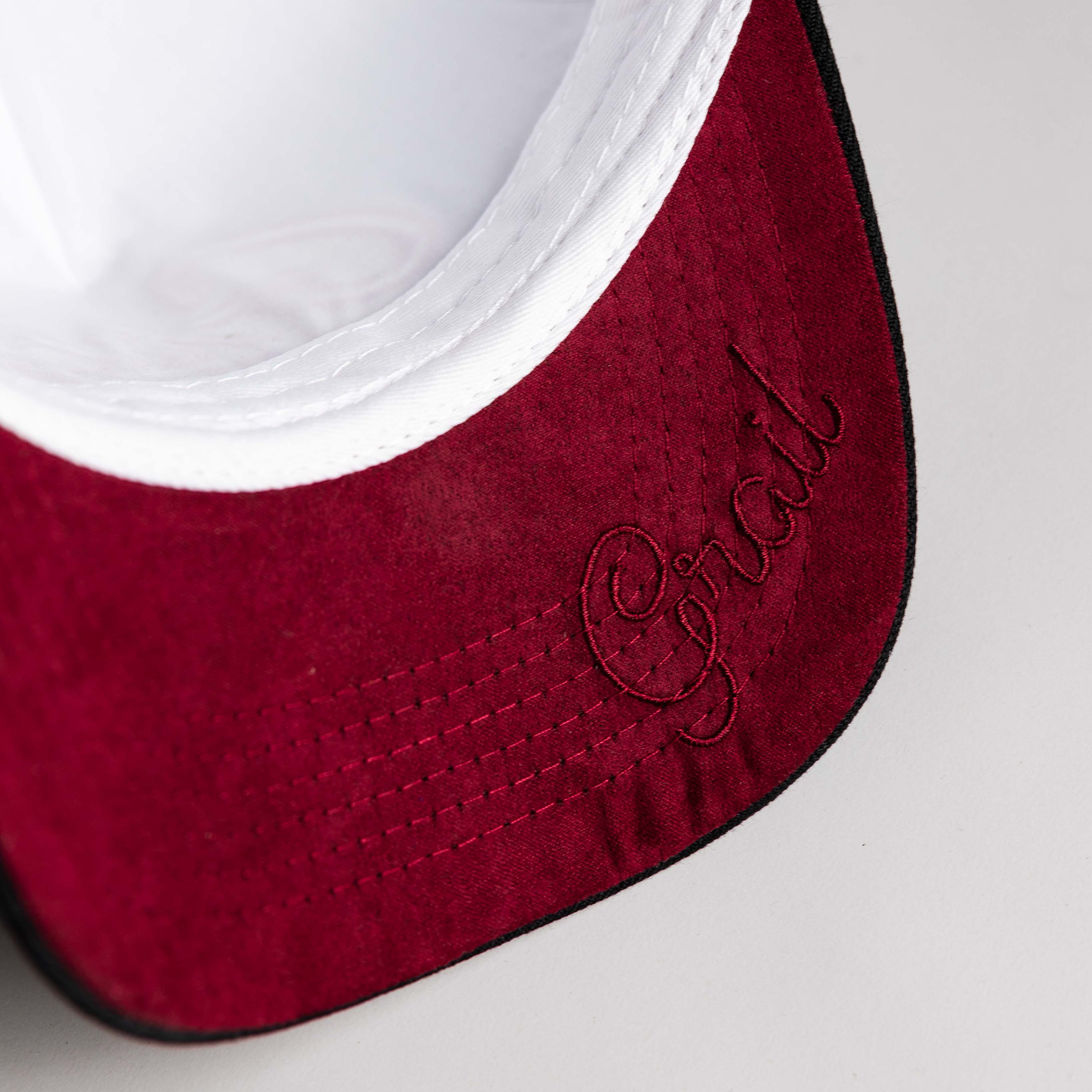 Montana Color Splash Hat White & Black Suede Snapback - Underbrim Detail