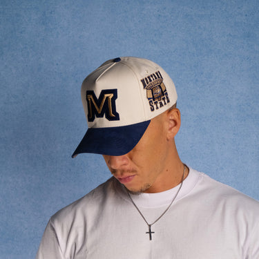 Montana State Bobcats Hat Cream & Navy Stadium Snapback - On Model Lifestyle