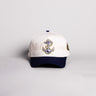 Navy Midshipmen Anchor Hat Cream Cotton Navy Brim Midshipmen Script Snapback - Front Panel