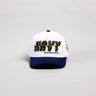 Navy Midshipmen Hat White & Navy Corduroy Stadium Pulse Snapback - Front Panel