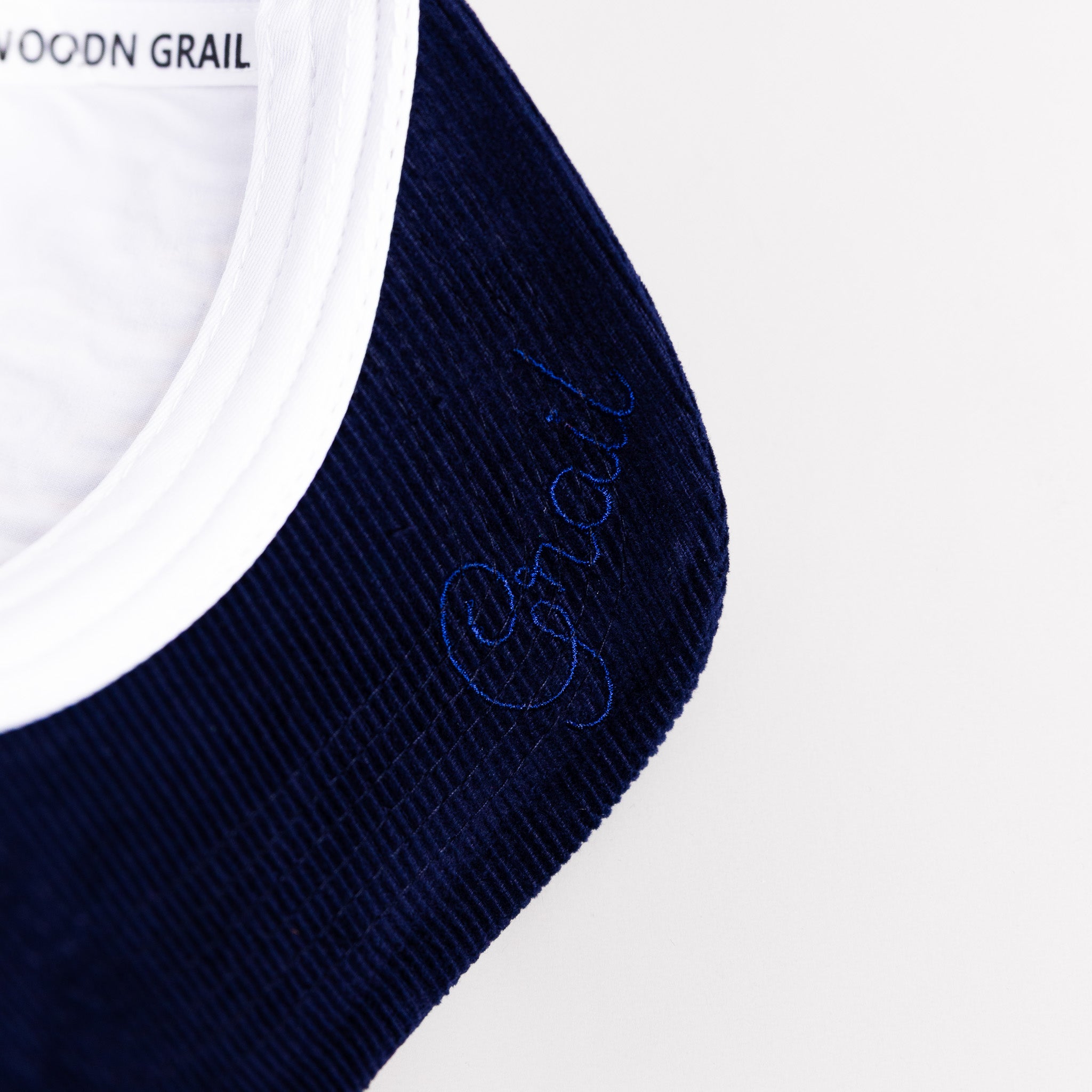 Navy Midshipmen Hat White & Navy Corduroy Stadium Pulse Snapback - Corduroy Underbrim Detail