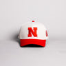 Nebraska Cornhuskers Block N Hat Cream Cotton Red Corduroy Brim Championship Banners Snapback - Front Panel