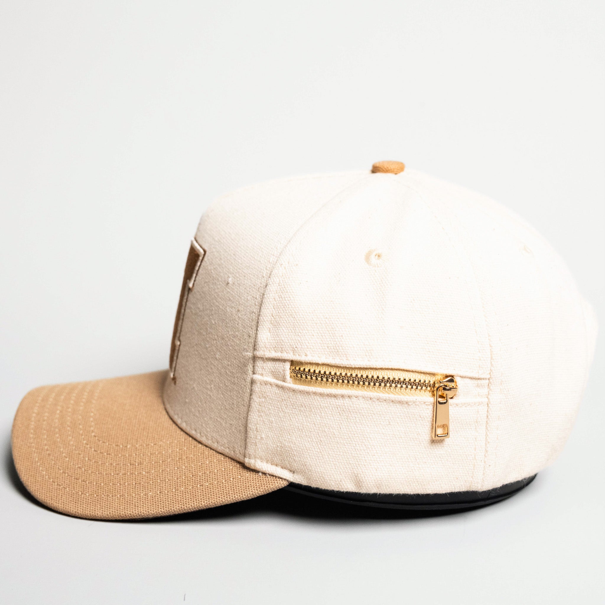 Nebraska Cornhuskers Hat Cream and Tan Jobsite Canvas Snapback - Side View