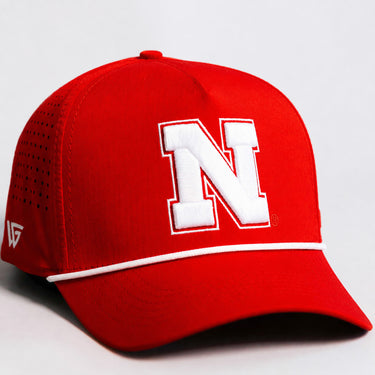 Nebraska Cornhuskers Hat Red Tee Box Performance Rope - Front Detail