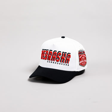 Nebraska Cornhuskers Hat White & Black Corduroy Stadium Pulse Snapback - Angled View