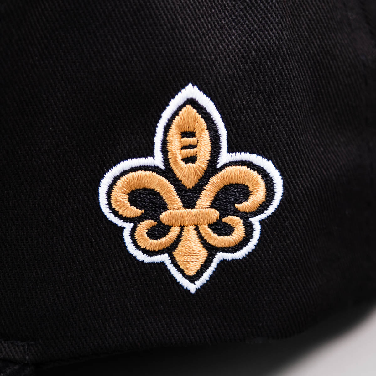 New Orleans City Hat Black Gold Corduroy Snapback - Side Patch Detail