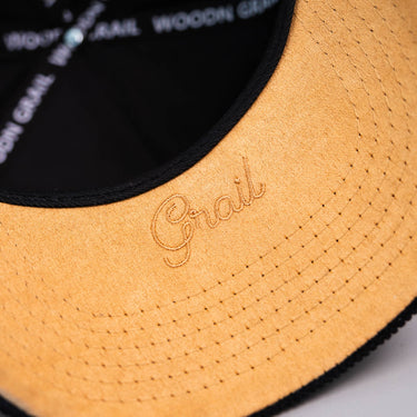 New Orleans City Hat Black Gold Corduroy Snapback - Underbrim Detail