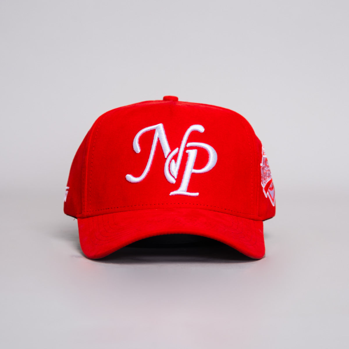 North Pole Hat Red Suede Holiday Snapback - Front Panel
