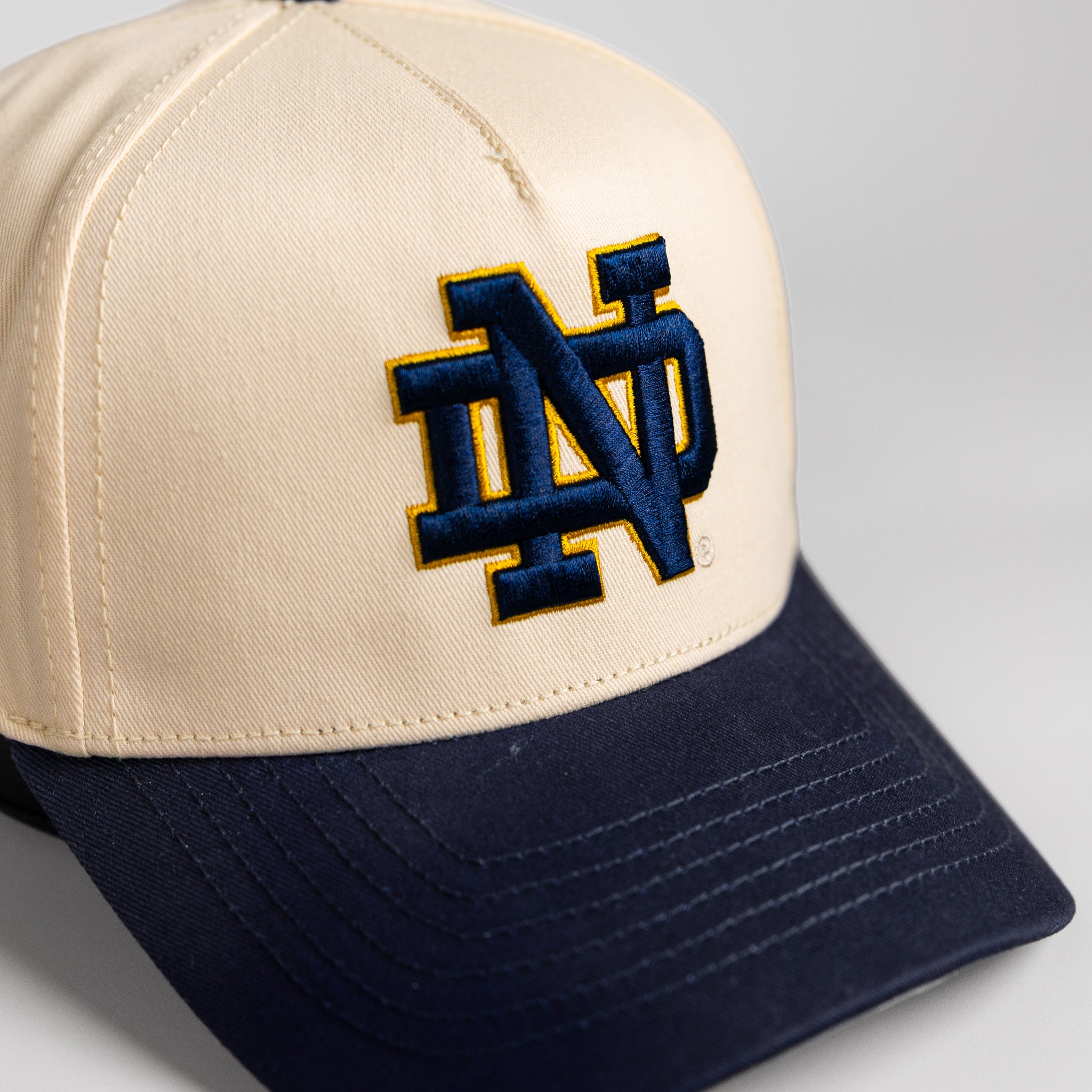 Notre Dame Fighting Irish Hat Cream & Navy Home Crowd - Angled View