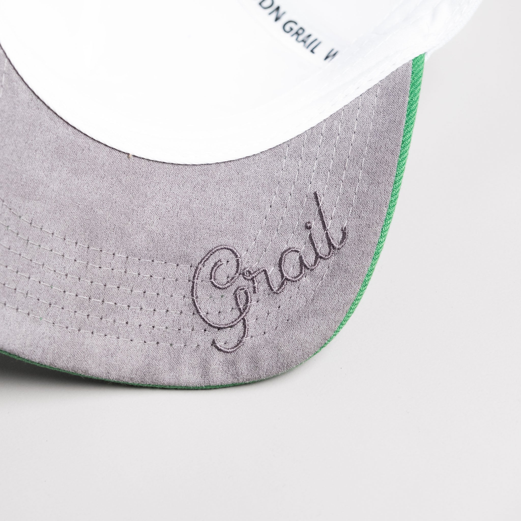 Notre Dame Fighting Irish Hat White & Green Suede Snapback - Underbrim Detail