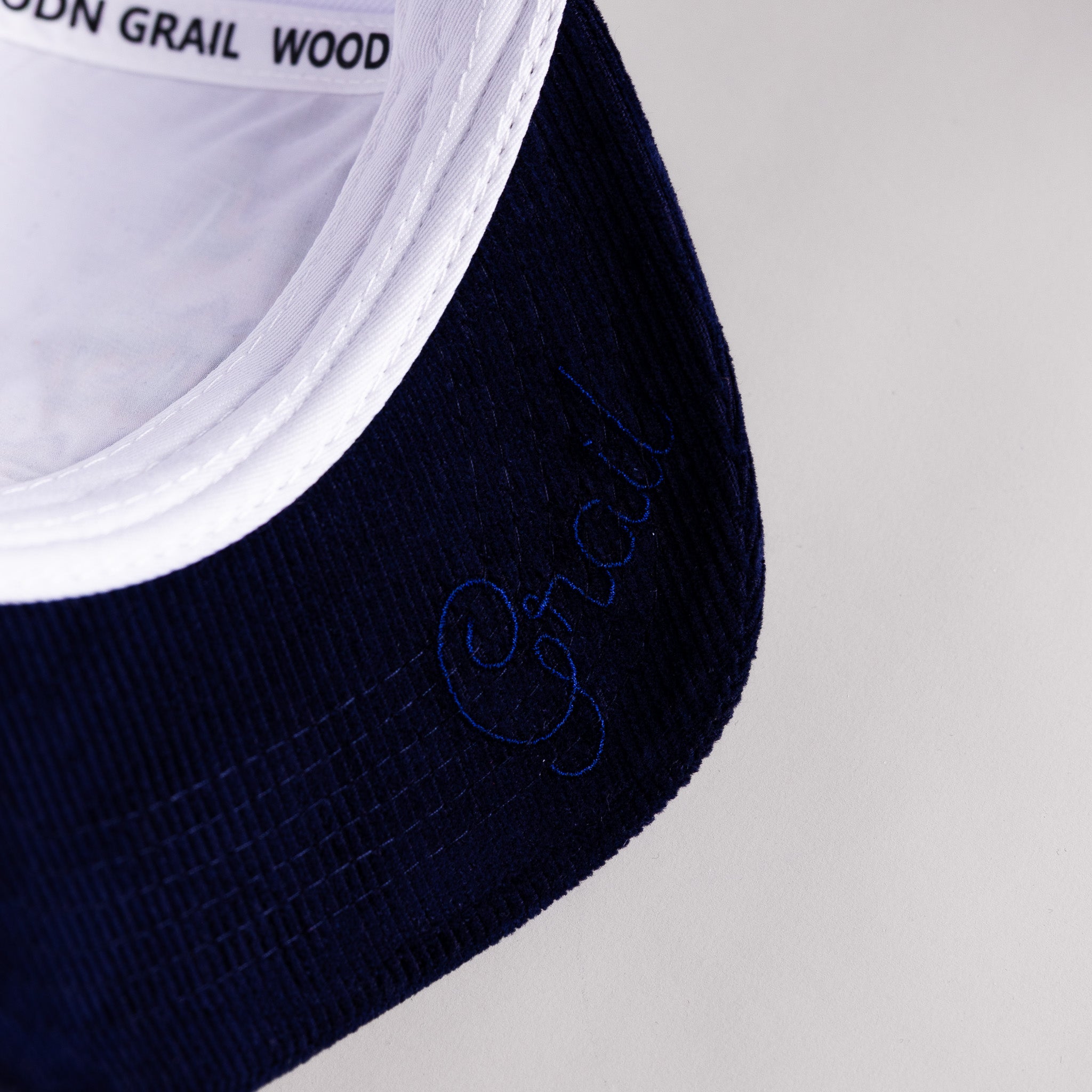 Notre Dame Fighting Irish Hat White & Navy Corduroy Stadium Pulse Snapback - Corduroy Underbrim Detail