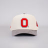 Ohio State Buckeyes Cream and Grey Suede Snapback Hat with Block O Logo - Front Panel