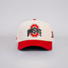 Ohio State Buckeyes Cream and Scarlet Snapback Hat with Horseshoe Stadium Patch - Front Panel