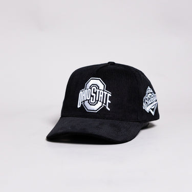 Ohio State Buckeyes Hat Black Corduroy Blacktop Snapback - Angled View