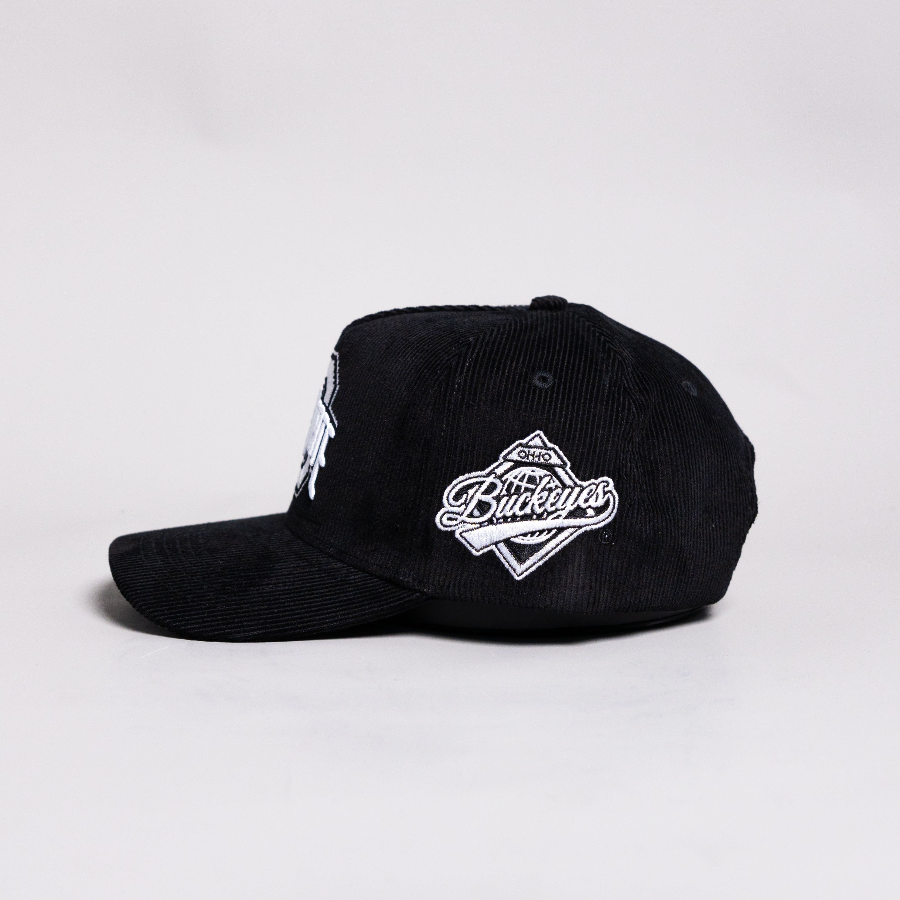 Ohio State Buckeyes Hat Black Corduroy Blacktop Snapback - Side Patch