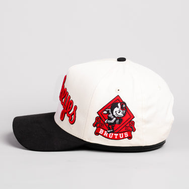 Ohio State Buckeyes Hat Cream & Black Brutus Patch Snapback - Side Patch