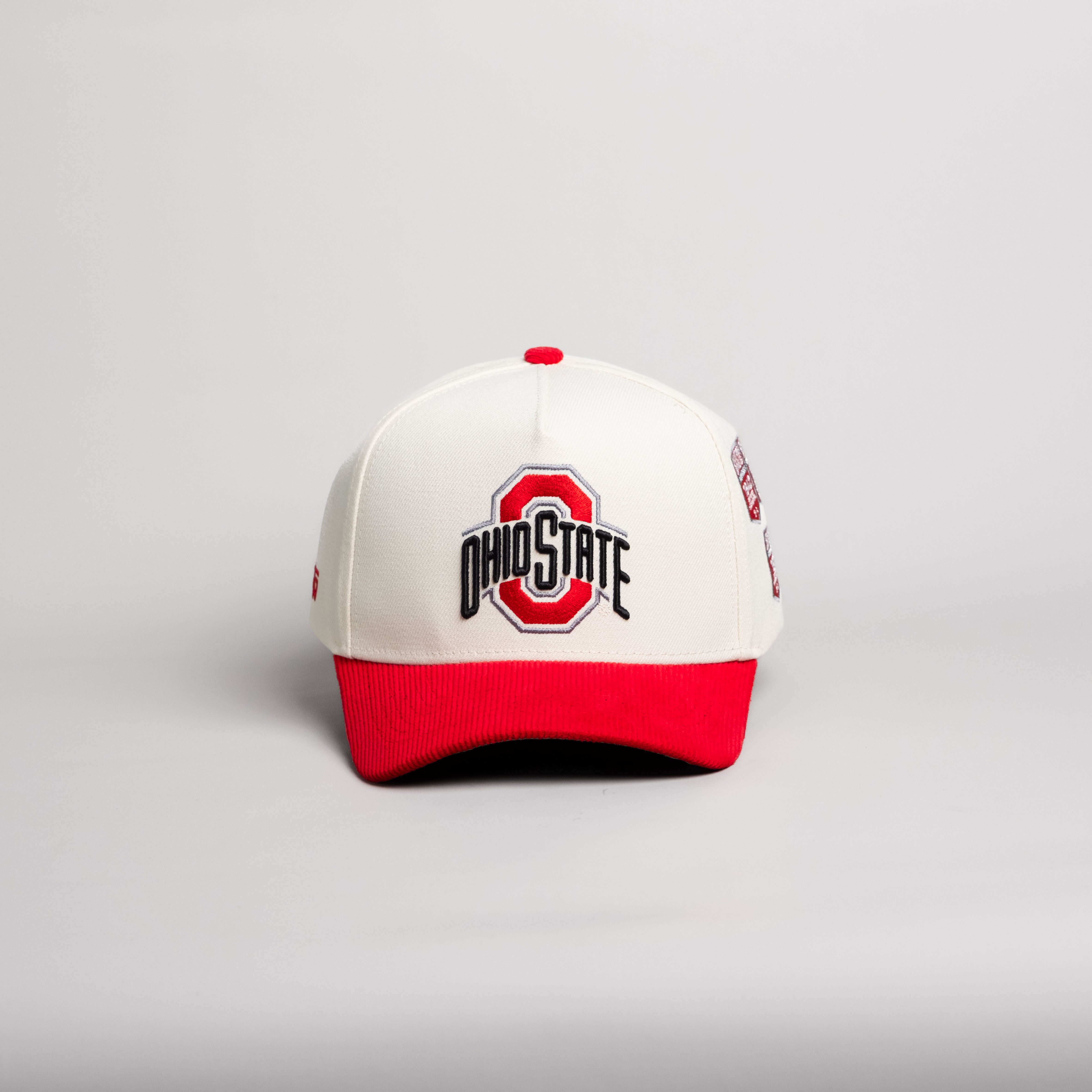 Ohio State Buckeyes Hat Cream & Red Banners Snapback - Front Panel