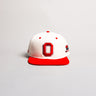 Ohio State Buckeyes Hat Cream & Red Block O Fitted - Front Panel
