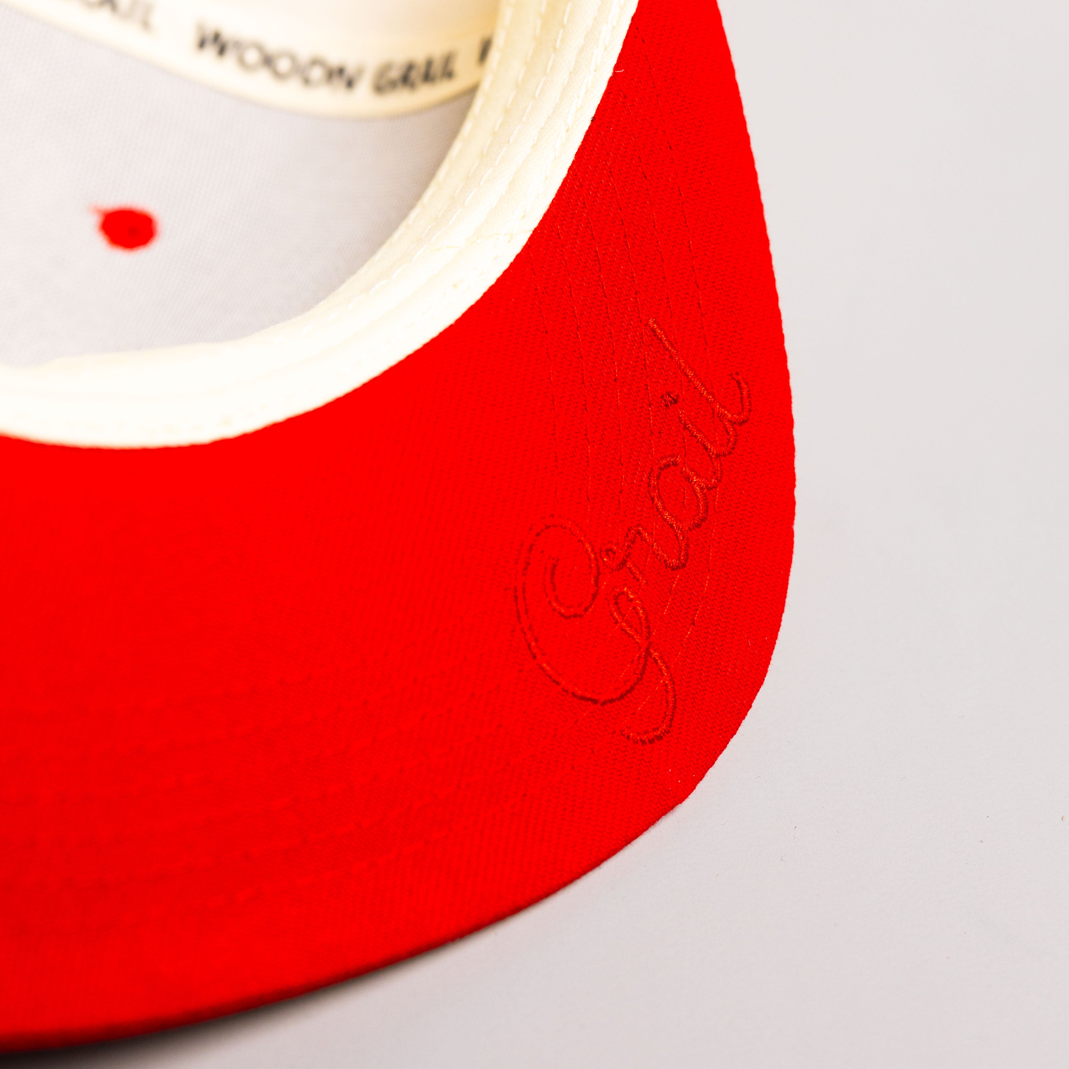 Ohio State Buckeyes Hat Cream & Red Block O Fitted - Underbrim Detail