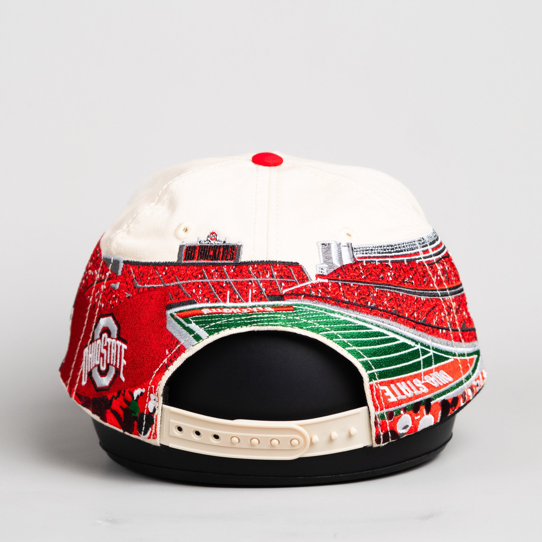 Ohio State Buckeyes Hat Cream & Red Home Crowd Snapback - Back View
