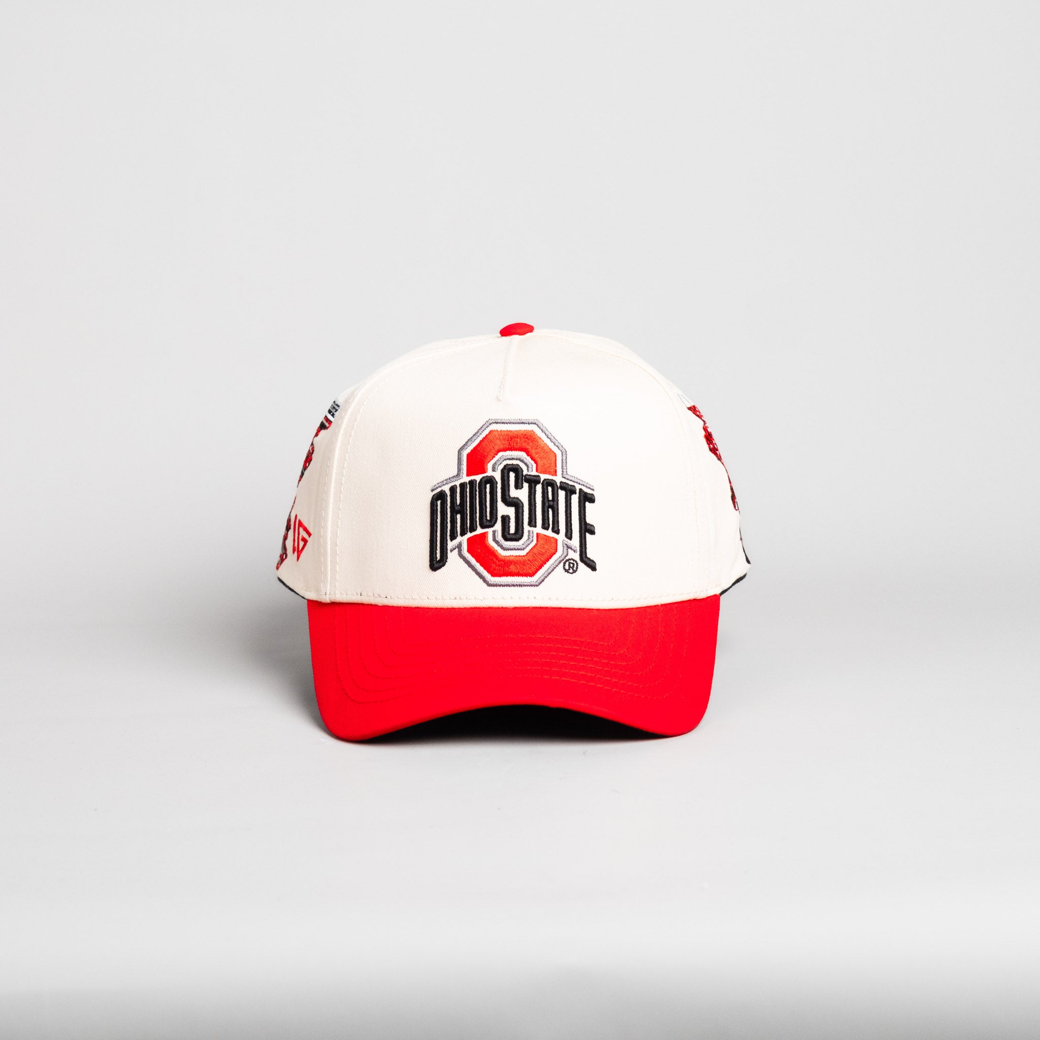 Ohio State Buckeyes Hat Cream & Red Home Crowd Snapback - Front Panel