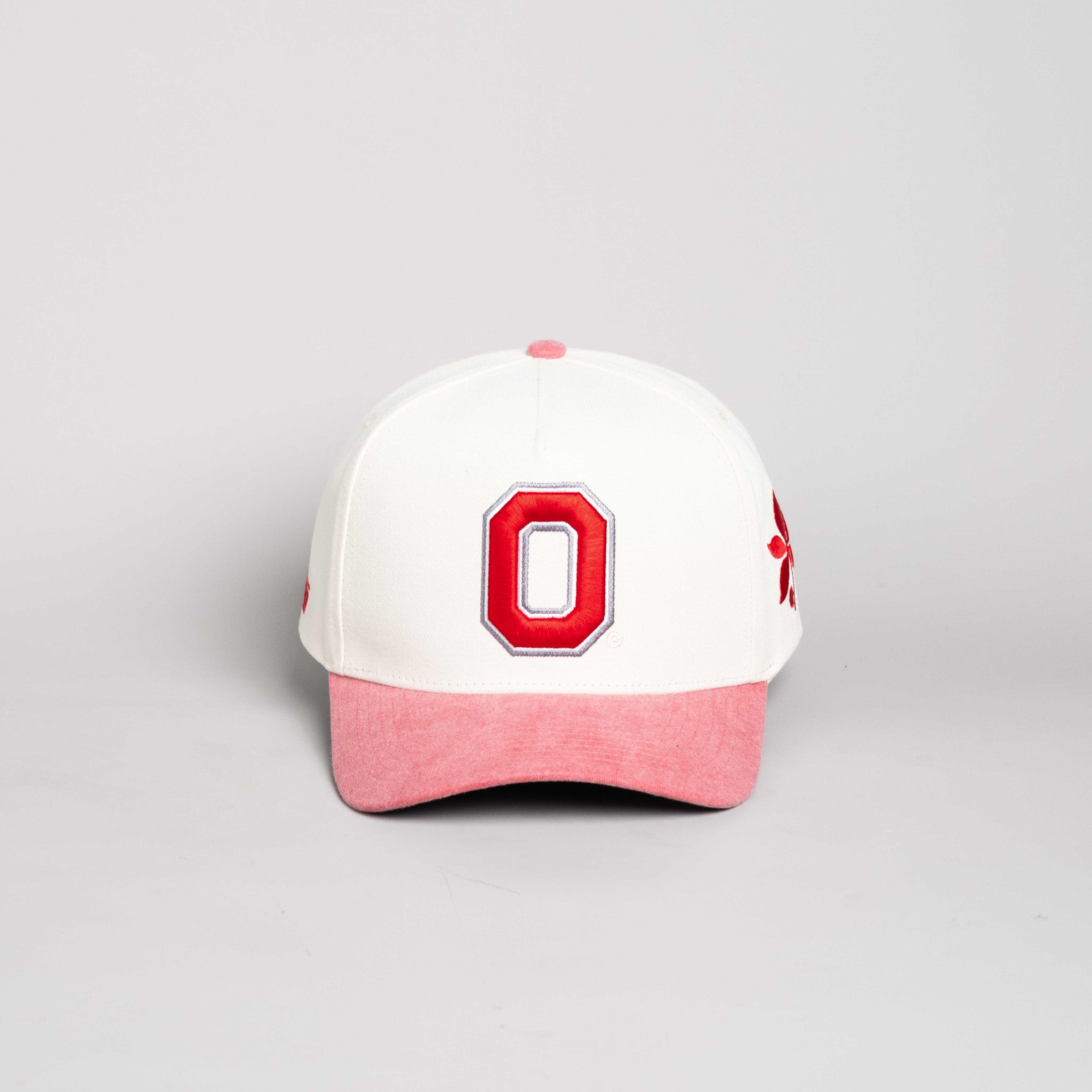 Ohio State Buckeyes Hat Cream & Red Sun Fade Snapback - Front Panel