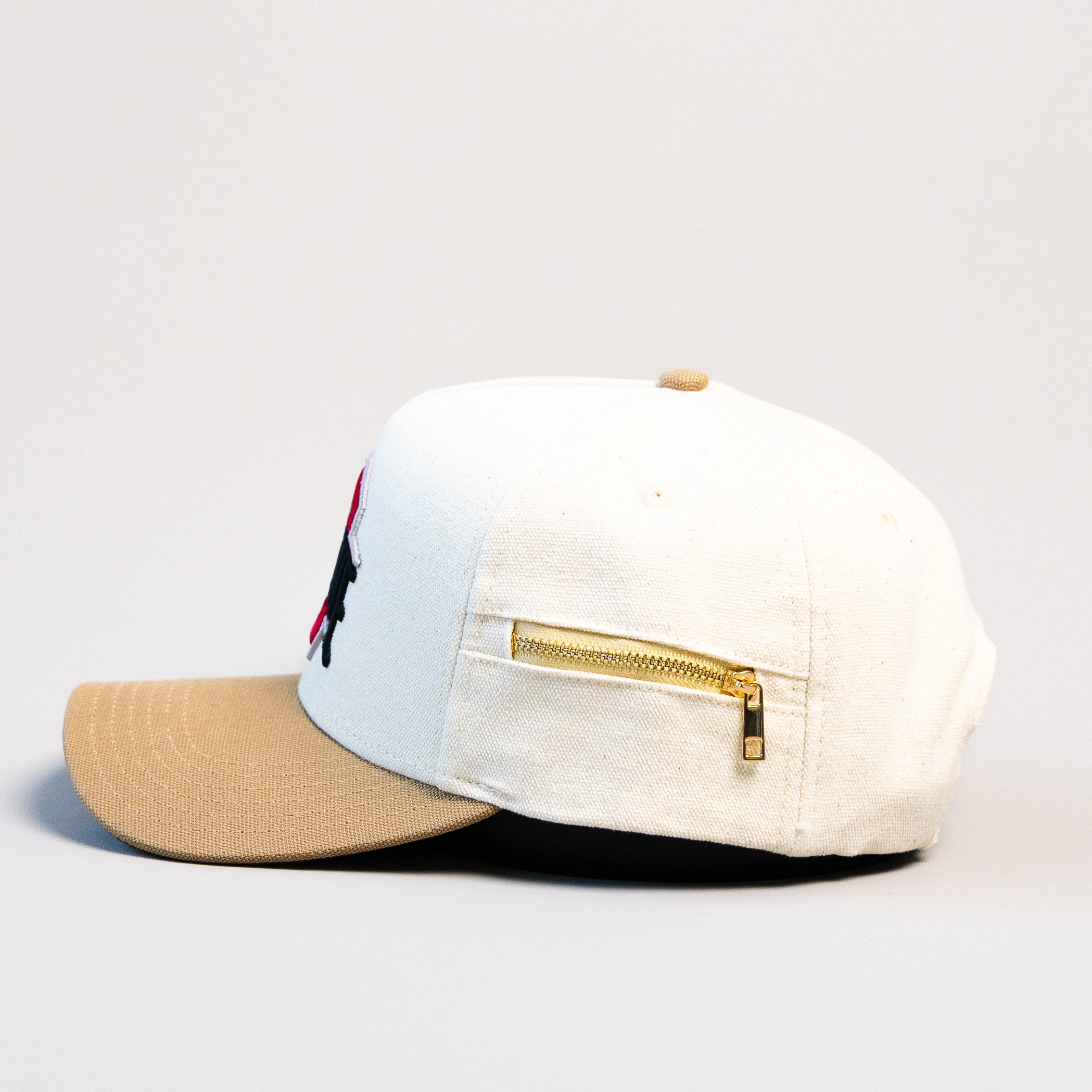 Ohio State Buckeyes Hat Cream & Tan Jobsite Snapback - Side View
