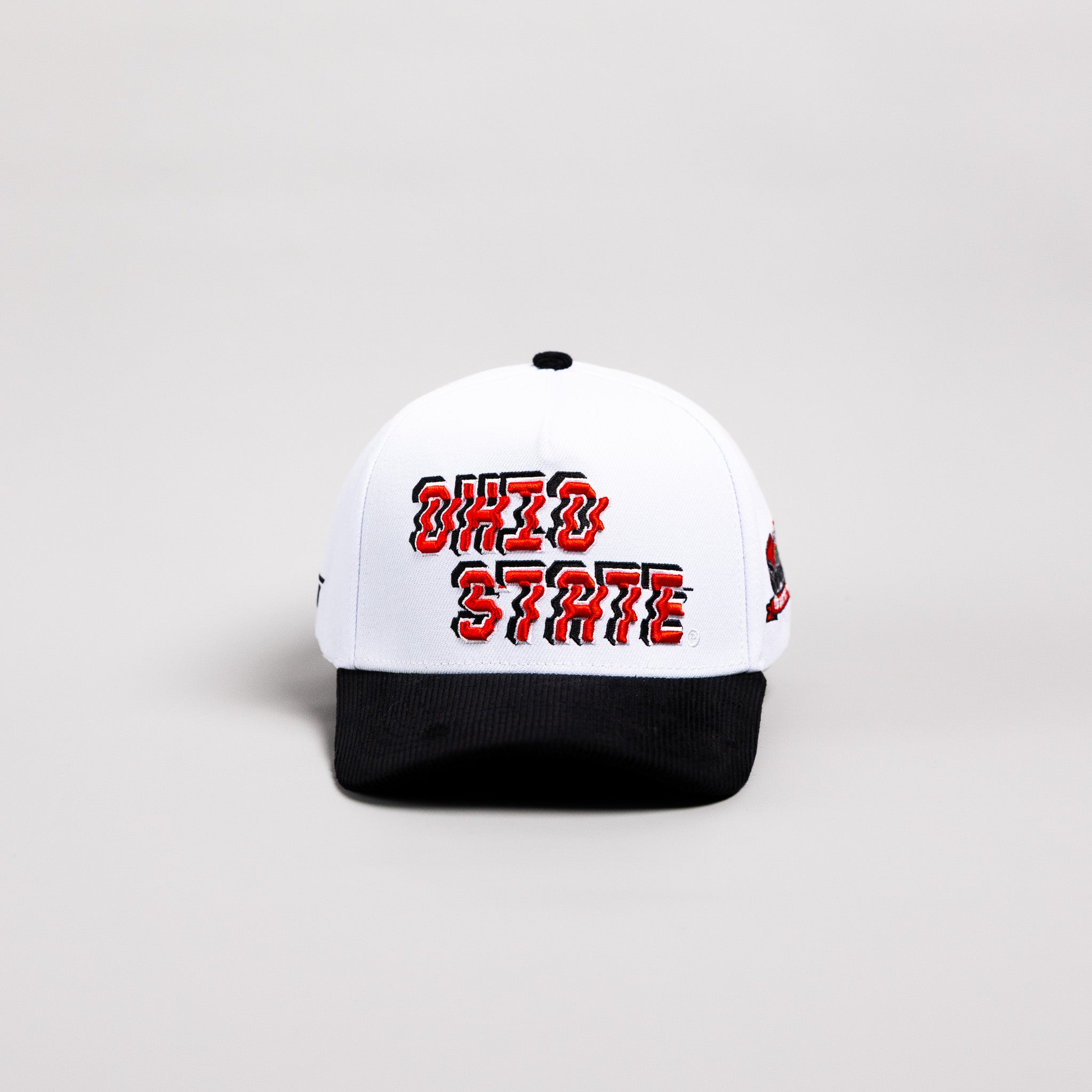 Ohio State Buckeyes Hat White & Black Corduroy Stadium Pulse Snapback - Front Panel