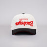Ohio State Buckeyes Hat White & Black Flipped Script - Front Panel