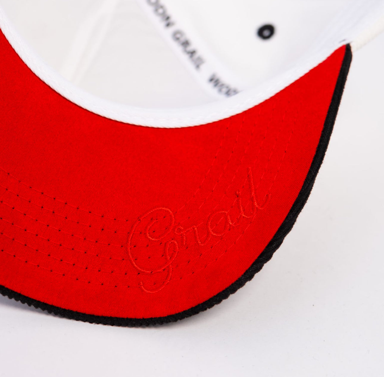 Ohio State Buckeyes Hat White & Black Flipped Script - Underbrim Detail