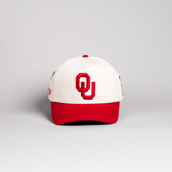 Oklahoma Sooners Hat Cream & Red Home Crowd Snapback - Front Panel