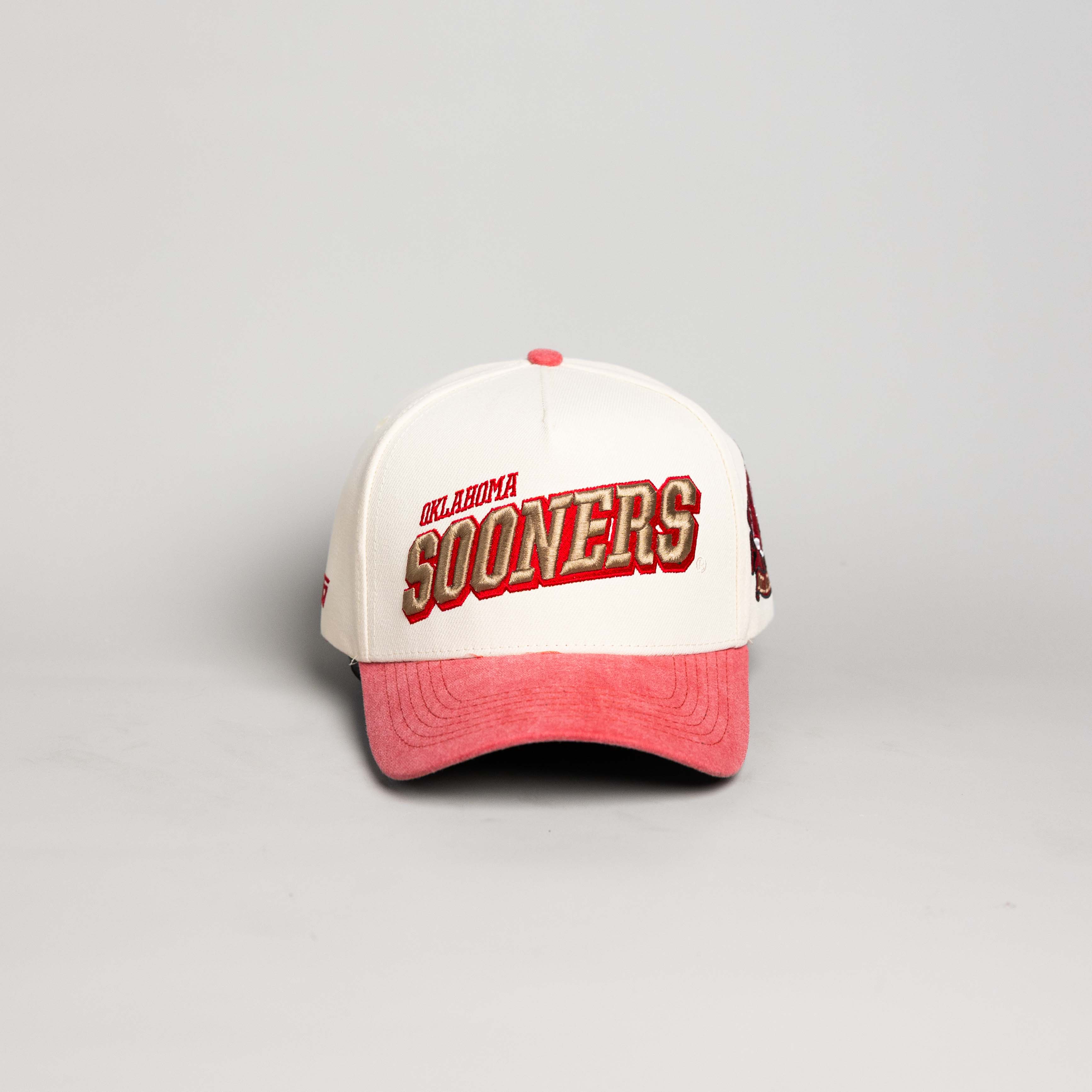 Oklahoma Sooners Hat Cream & Red Sun Fade Snapback - Front Panel