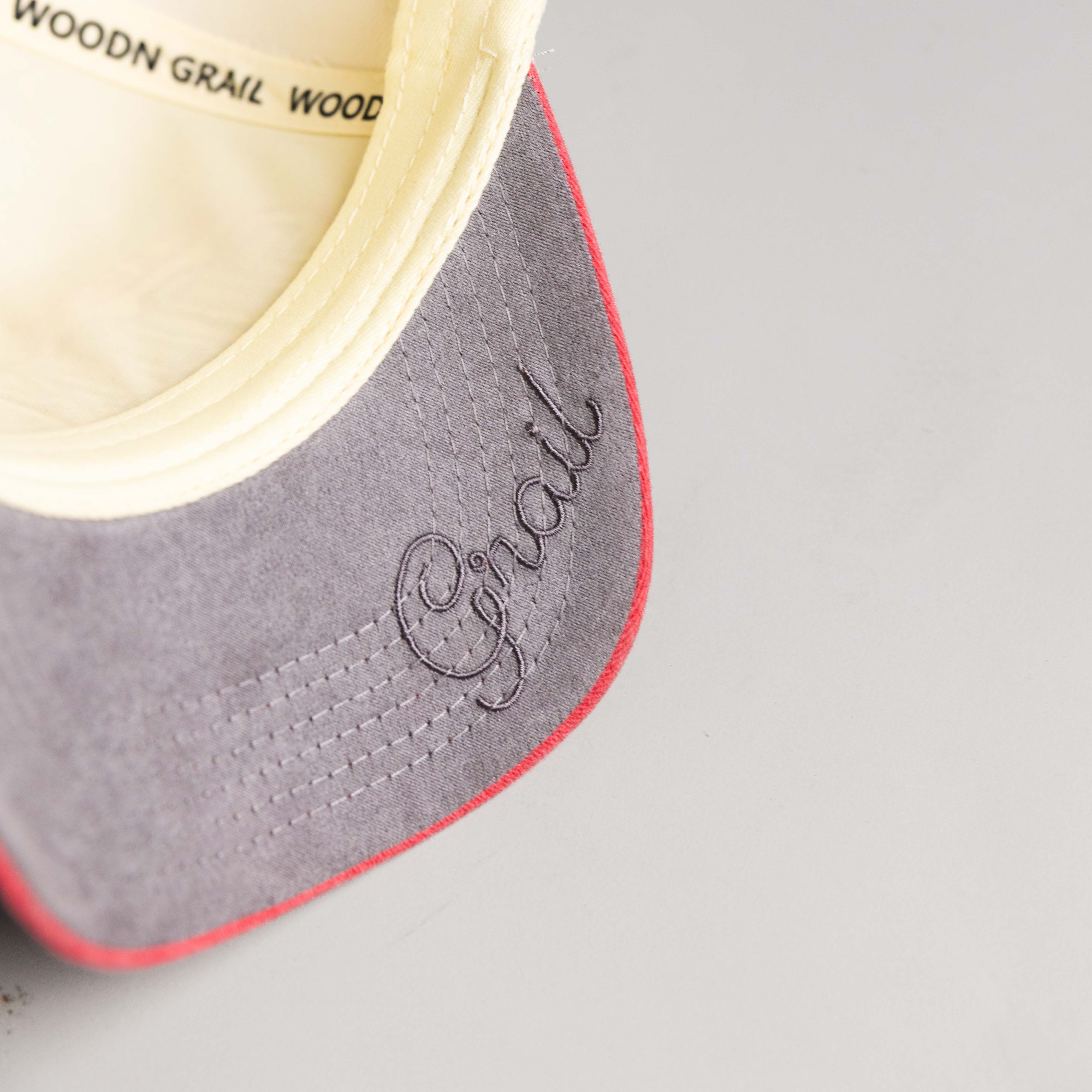 Oklahoma Sooners Hat Cream & Red Sun Fade Snapback - Underbrim Detail