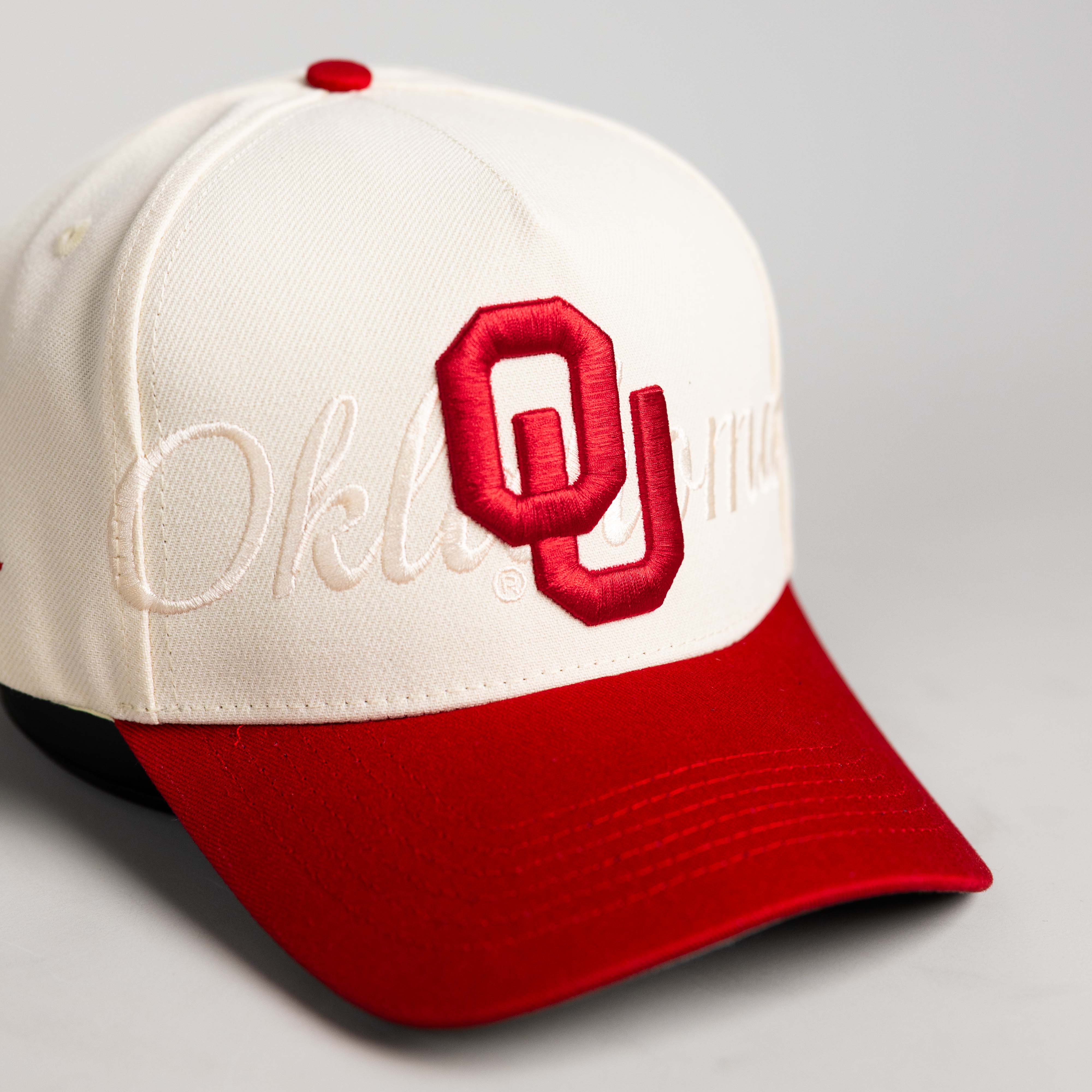 Oklahoma Sooners Hat Stacked Script Snapback - Front Detail