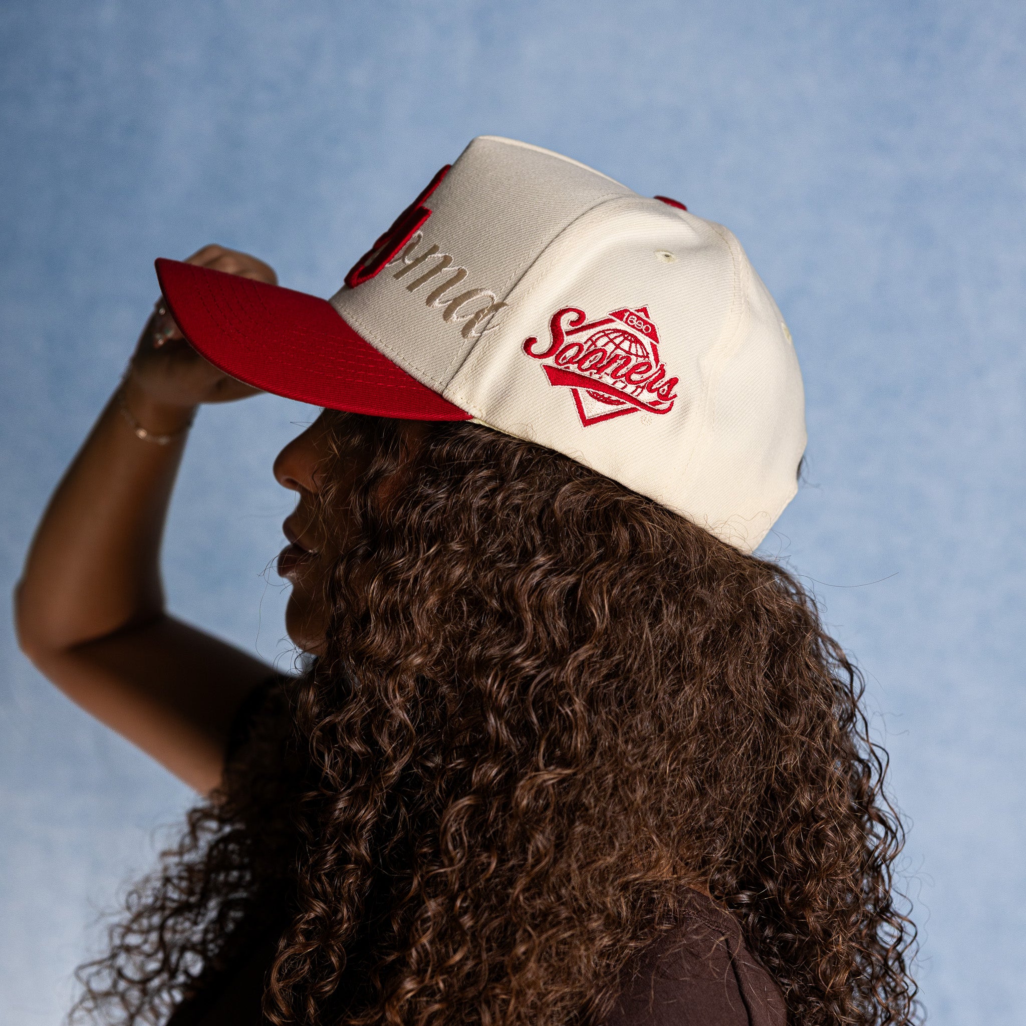 Oklahoma Sooners Hat Stacked Script Snapback - On Model Lifestyle B