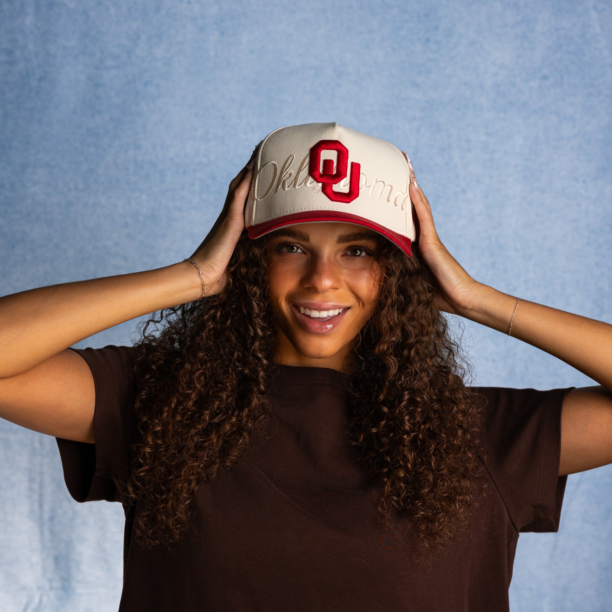 Oklahoma Sooners Hat Stacked Script Snapback - On Model Lifestyle C