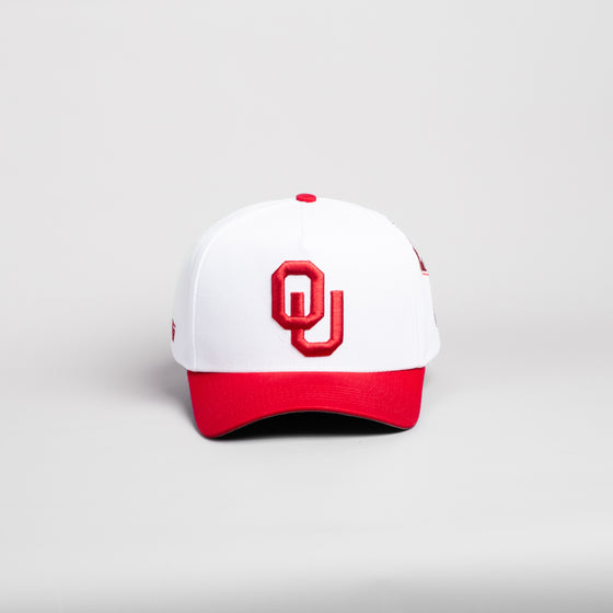Oklahoma Sooners Hat White & Crimson Banners Snapback - Front Panel