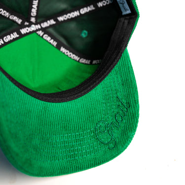Oregon Ducks Flipped Script Hat Green Corduroy Yellow Logo Snapback UO - Underbrim Detail