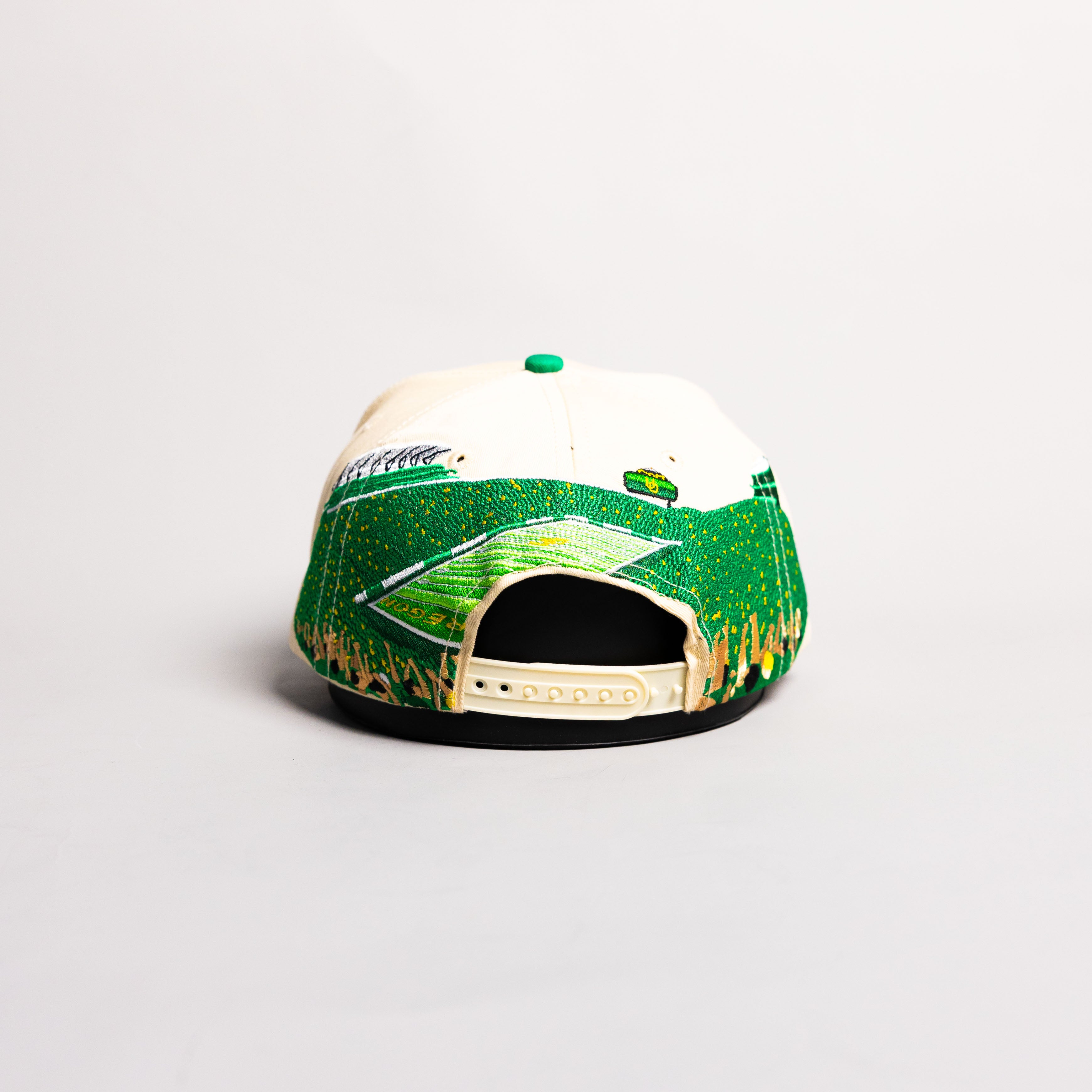 Oregon Ducks Hat Cream & Green Autzen Stadium Snapback - Back View
